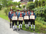 Josef Holzknecht, Peter Reiter, Rudolf Haselwanter und Norbert Jordan wurden für ihre langjährige Mitgliedschaft geehrt. (c) Schützenkkompanie Sellrain